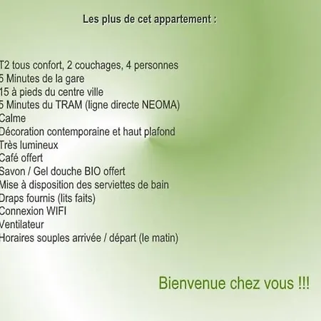 Mila T2 Tout Confort Proche Centre Ville Et Gare Centre * Reims